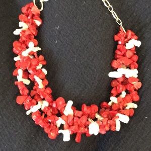 Fire Coral and Freshwater Pearl Necklace NWOT